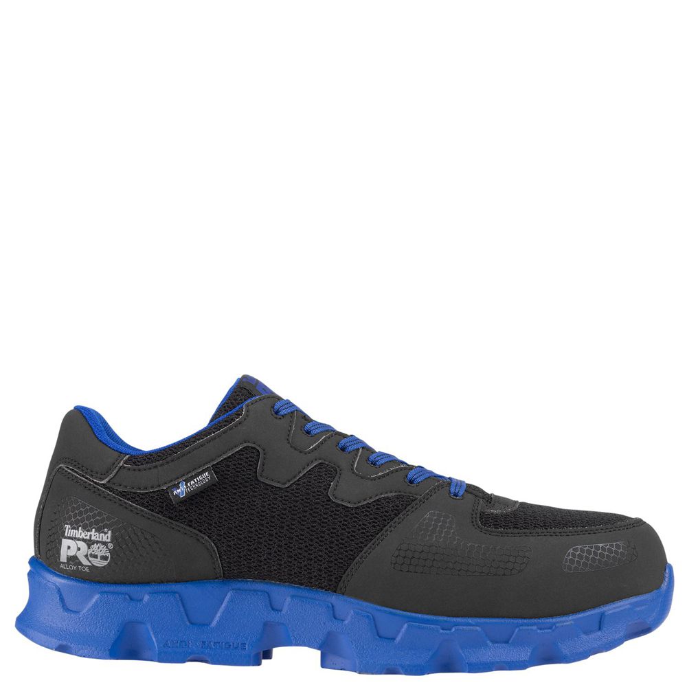 Timberland Mens Work Shoes PRO® Powertrain Alloy Toe ESD - Black/Blue - India SM7612549